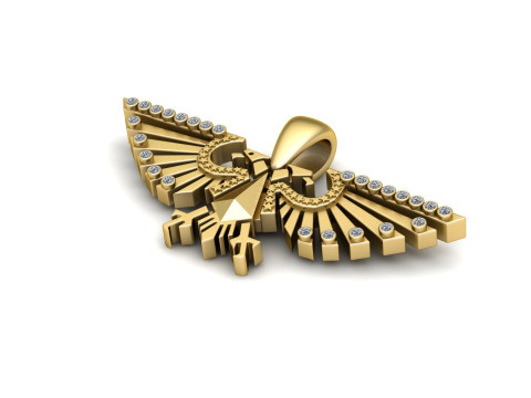 Gold Eagle Wing Pendant 3D Model