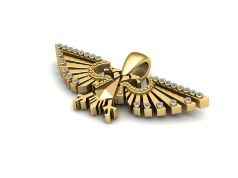 Gold Eagle Wing Pendant 3D Model