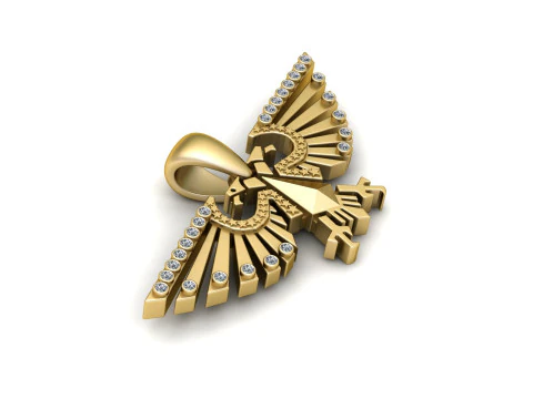 Gold Eagle Wing Pendant 3D Model