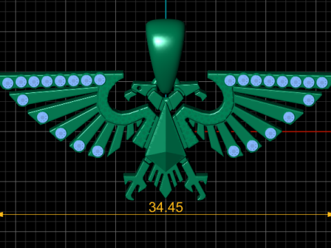 Gold Eagle Wing Pendant 3D Model