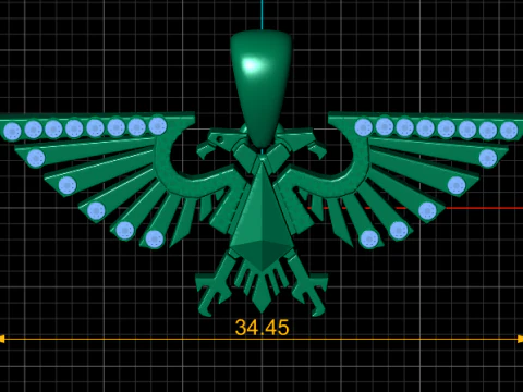 Gold Eagle Wing Pendant 3D Model