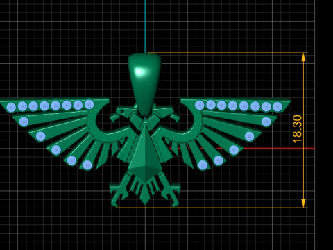Gold Eagle Wing Pendant 3D Model