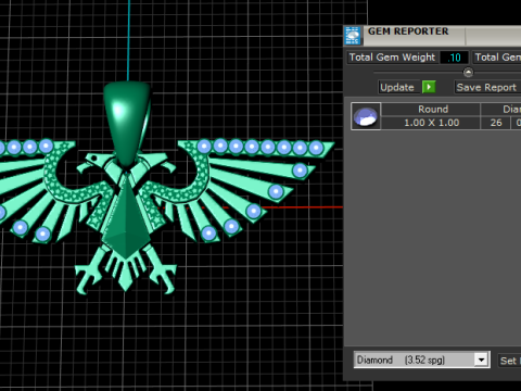 Gold Eagle Wing Pendant 3D Model