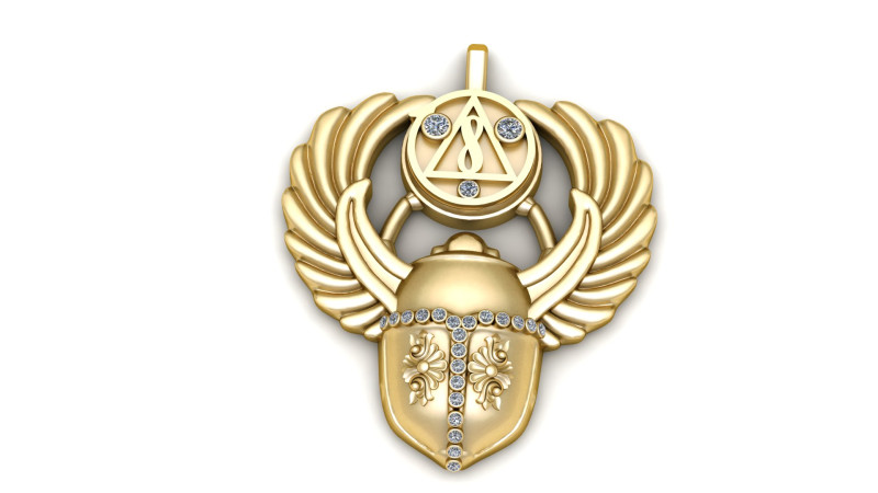 Royal Gold Helmet Pendant 3D Модель .c4d .max .obj .3ds .fbx .stl .blend 