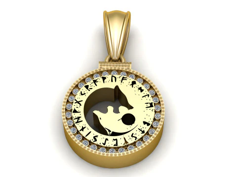 Мистический круглый золотой кулон 3D Модель