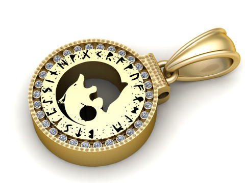 Mystic Round Gold Pendant Modelo 3D