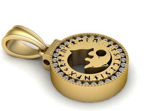 Mystic Round Gold Pendant Modelo 3D