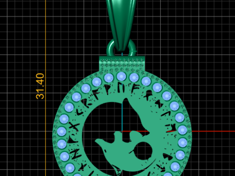 Mystic Round Gold Pendant Modelo 3D