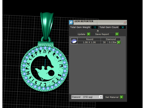 Mystic Round Gold Pendant Modelo 3D