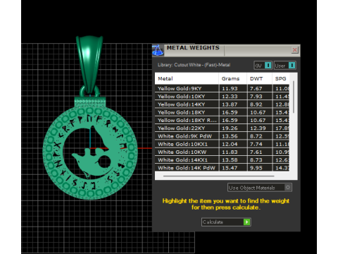 Mystic Round Gold Pendant Modelo 3D