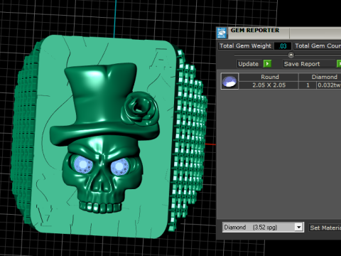 Gold Skull Poker Ace Ring with Ruby Eyes 3D Model