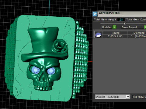 Gold Skull Poker Ace Ring with Ruby Eyes 3D Model