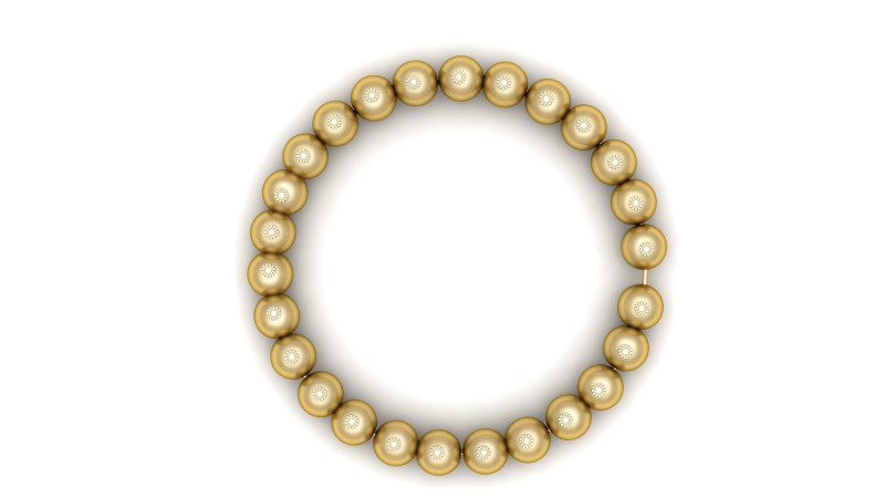 Gold Beaded Bracelet with Diamond Accents 3D Model .c4d .max .obj .3ds .fbx .stl .blend
