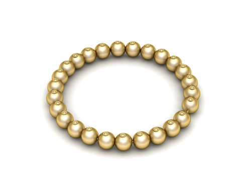 Gold Beaded Bracelet with Diamond Accents 3D Model