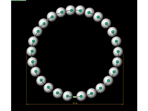 Gold Beaded Bracelet with Diamond Accents 3D Model