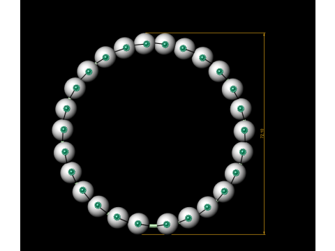 Gold Beaded Bracelet with Diamond Accents 3D Model