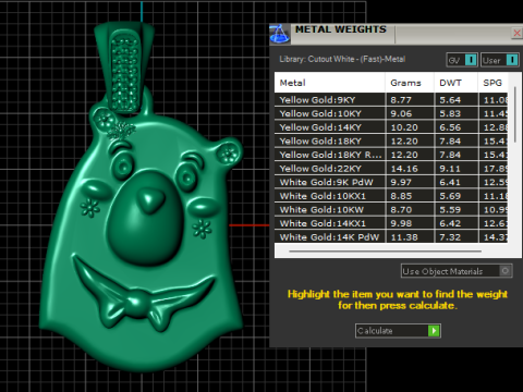 Cute Bear Face Gold Pendant 3D मॉडल