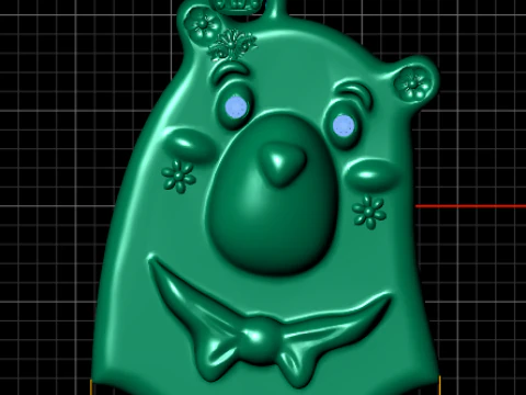 Cute Bear Face Gold Pendant 3D Model