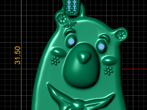 Cute Bear Face Gold Pendant 3D मॉडल