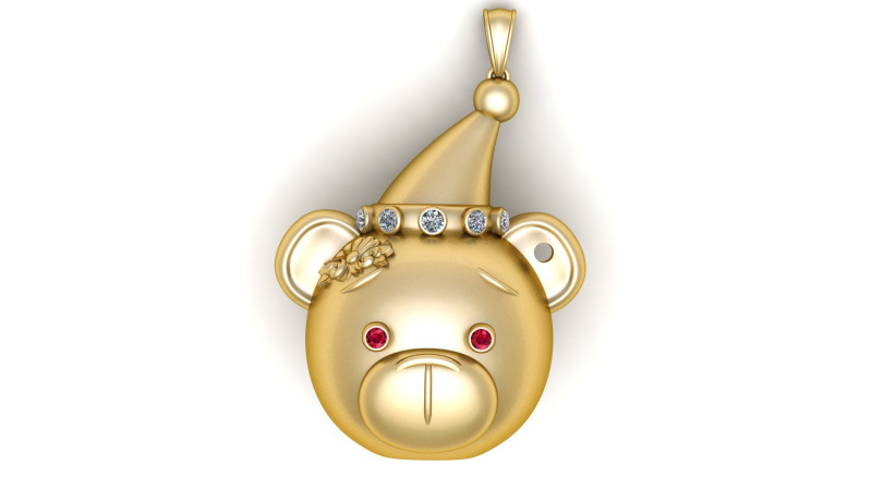 Cute Bear Pendant 3D Model .c4d .max .obj .3ds .fbx .stl .blend 