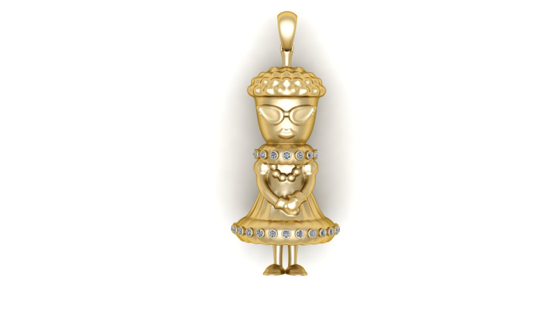 Elegant Lady Pendant 3D Model .c4d .max .obj .3ds .fbx .stl .blend 