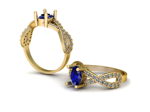 Gold Infinity Ring with Blue Sapphire 3D 模型