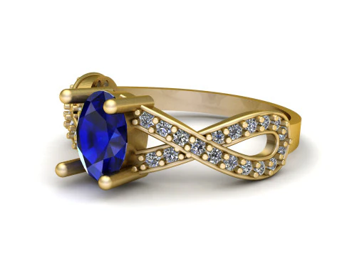 Gold Infinity Ring with Blue Sapphire 3D Model