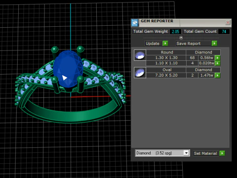 Gold Infinity Ring with Blue Sapphire 3D Model