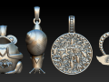 Halloween Silver Animal Charm Pendant Set Frog Heart Swan Rocket Bottle Medallion Necklace Charms 3D Модель