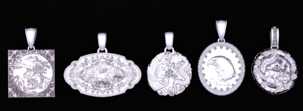 Luxury Mythic Gold Pendant Collection Handcrafted Vintage Religious Lion Warrior Medallions 3D Druckmodell .c4d .max .obj .3ds .fbx .stl .blend