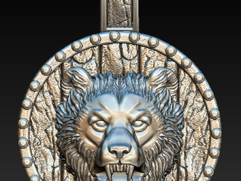 Mythical Animal Silver Pendant Set Lion Fairy Wolf Dragon and Bull Totem Charms Halloween Fa 3D 모델