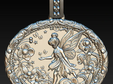 Mythical Animal Silver Pendant Set Lion Fairy Wolf Dragon and Bull Totem Charms Halloween Fa 3D Model