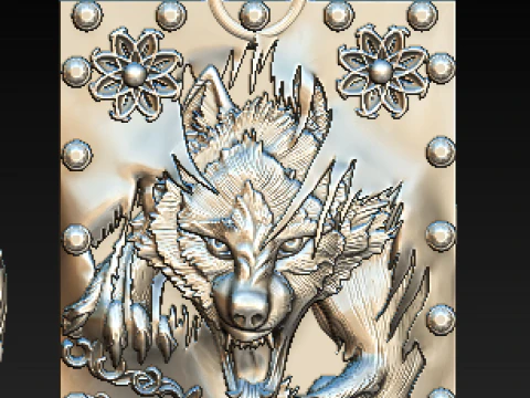 Mythical Animal Silver Pendant Set Lion Fairy Wolf Dragon and Bull Totem Charms Halloween Fa 3D Model