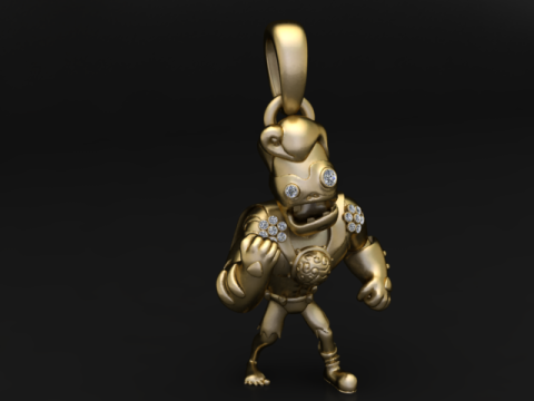 Cartoon Warrior Diamond Pendant 3D PRINTABLE MODEL Modèles 3D en vedette