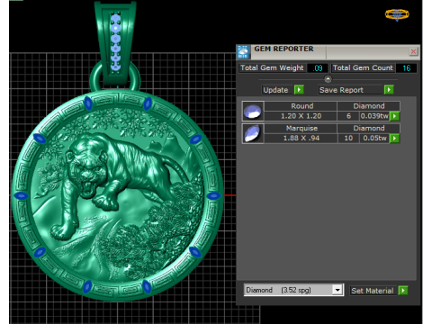 ROUND GOLD TIGER PEDANT 3D PRITABLE MODEL 3D Baskı Modeli