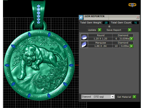 ROUND GOLD TIGER PEDANT 3D PRITABLE MODEL 3D Print Model