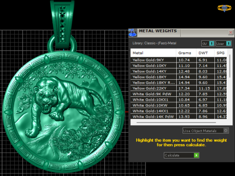ROUND GOLD TIGER PEDANT 3D PRITABLE MODEL 3D Baskı Modeli