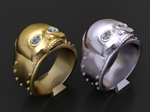 SKULL FACES RING 3D PRINTABLE MODEL Model Cetak 3D