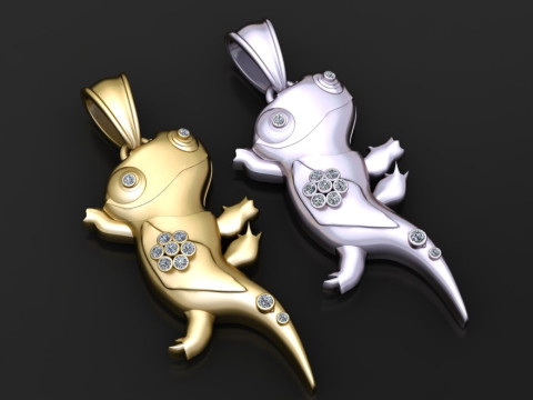 Diamond Lizard Pendant 3D PRINTABLE MODEL 3D 프린트 모델