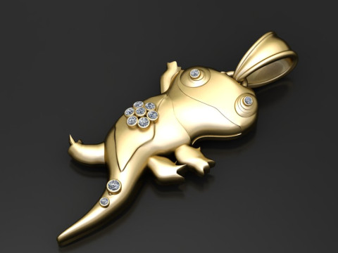 Diamond Lizard Pendant 3D PRINTABLE MODEL Modèles 3D en vedette