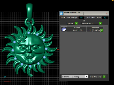 सन 3डी गोल्ड पेंडेंट 3डी प्रिंट करने योग्य मॉडल 3D प्रिंट मॉडल