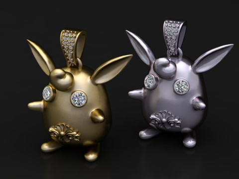 Luxury Golden Bunny Pendant 3D 프린트 모델