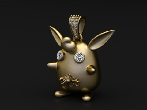 Luxury Golden Bunny Pendant 3D Print Model