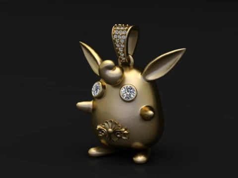 Luxury Golden Bunny Pendant 3D Print Model