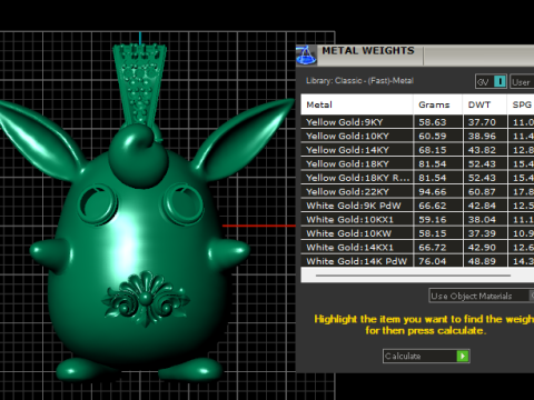 Luxury Golden Bunny Pendant 3D Print Model