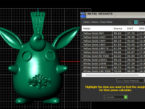Luxury Golden Bunny Pendant 3D Print Model