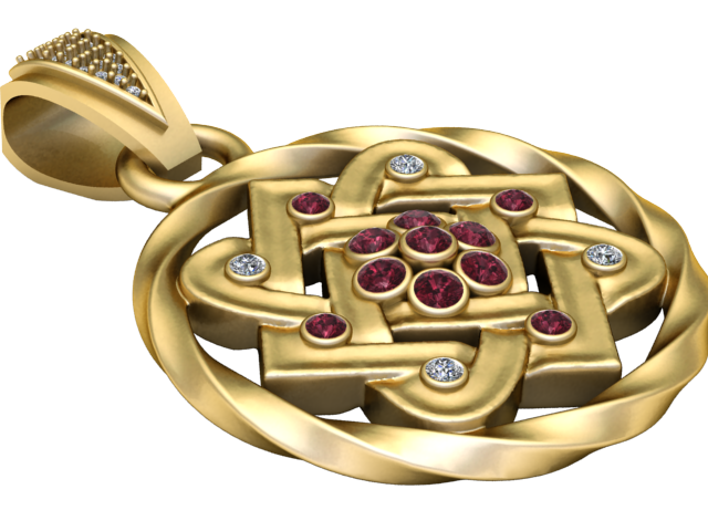 Eternal Celtic Knot Ruby Pendant 3D Printable Jewelry Model 3D Druckmodell .c4d .max .obj .3ds .fbx .stl .blend