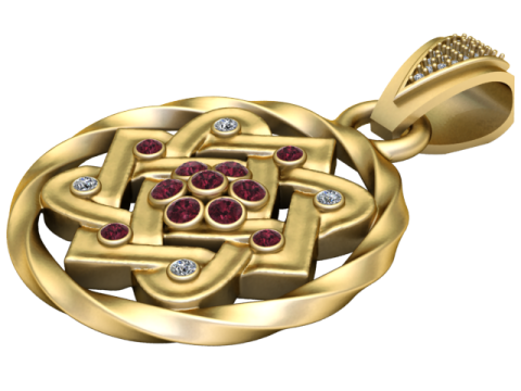 Eternal Celtic Knot Ruby Pendant 3D Printable Jewelry Model 3D Druckmodell