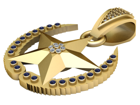 Celestial Star Crescent Pendant 3D Printable Jewelry Model 3D प्रिंट मॉडल