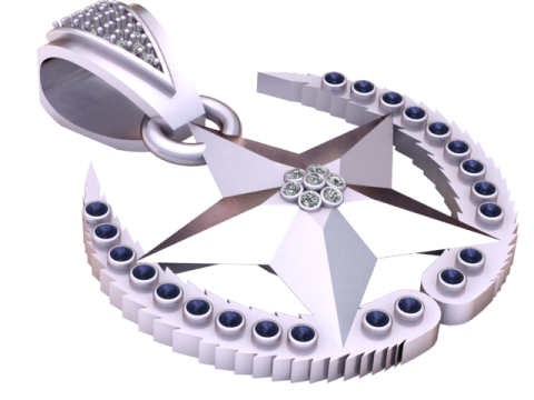 Celestial Star Crescent Pendant 3D Printable Jewelry Model 3D प्रिंट मॉडल
